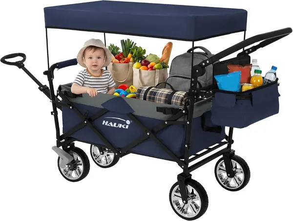 Bollerwagen faltbar mit Dach, Handwagen klappbar für…
