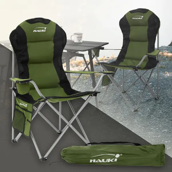Campingstuhl faltbar, Khaki, Angelstuhl gepolstert mit…