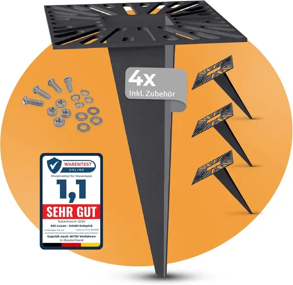 SSC-LUXon HAUKI Erdspieß 4er Set universal schwarz…